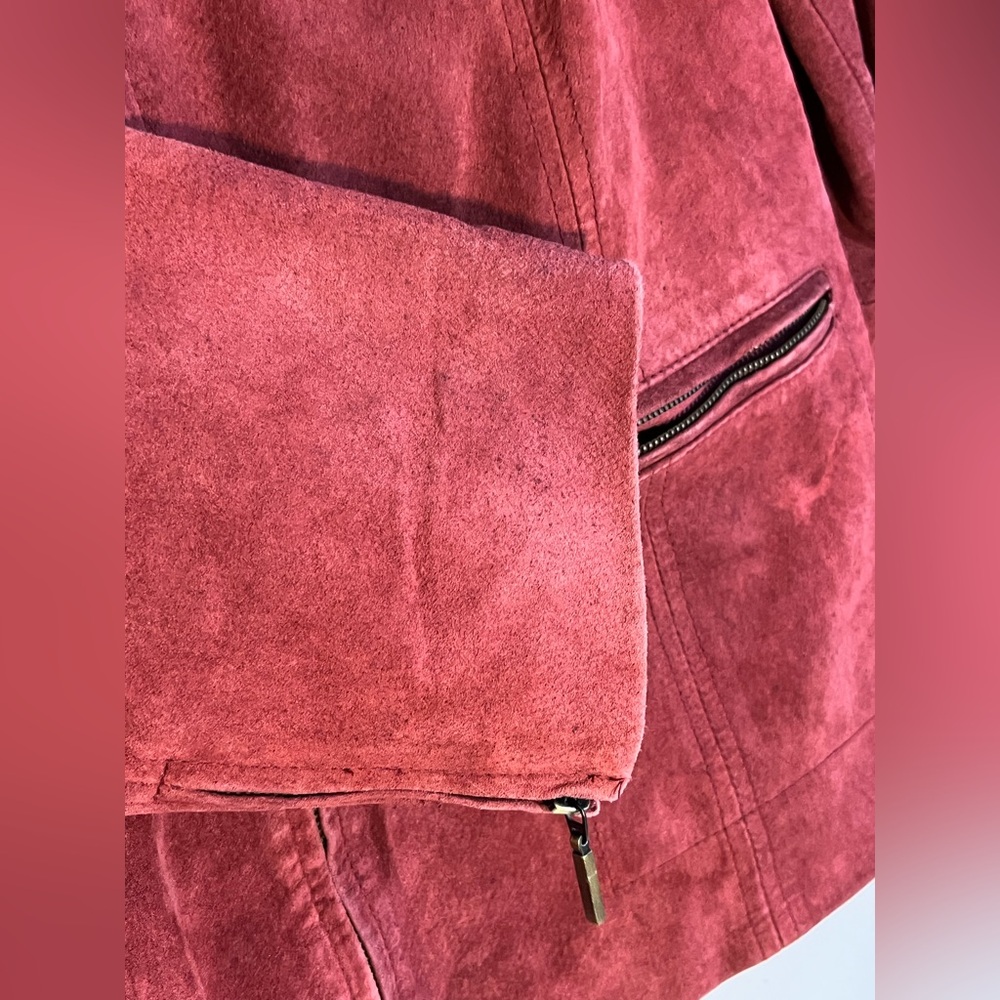 Vintage Red Suede Leather Jacket Liz Claiborne 14 Work to Weekend - Picture 4 of 15